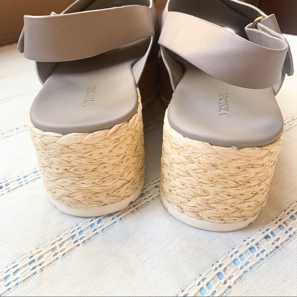 NWT Vince Jesson Espadrille Slingback Sandal Smoke Grey Platform Wedge Woven - Picture 5 of 11
